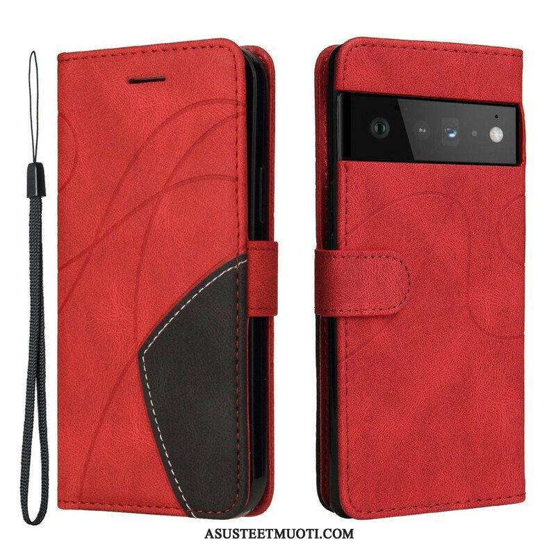 Kotelot Google Pixel 6 Kaksisävyinen Signature Faux Leather