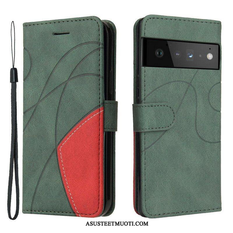 Kotelot Google Pixel 6 Kaksisävyinen Signature Faux Leather