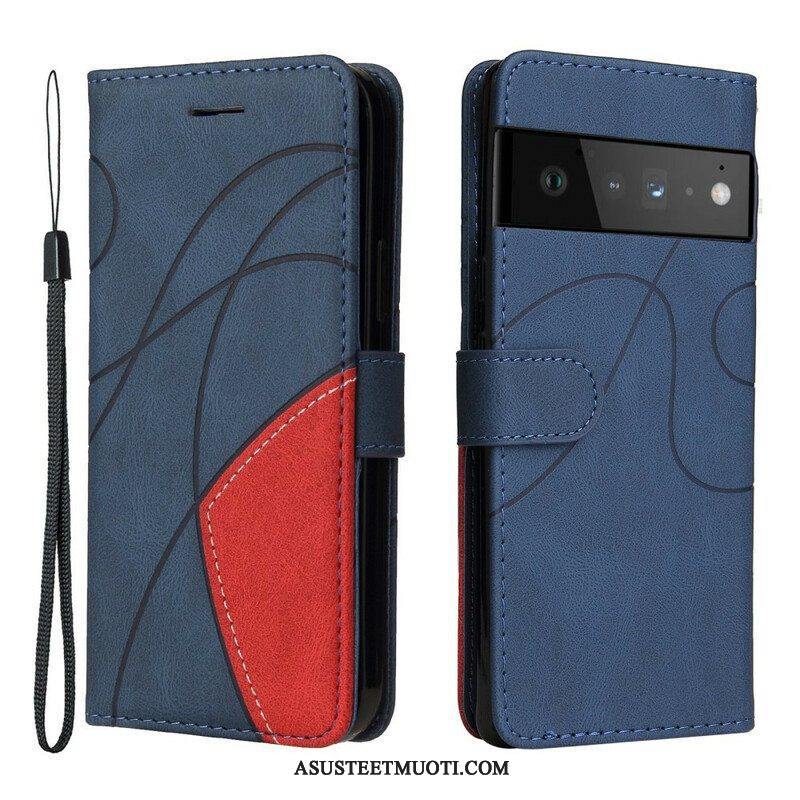 Kotelot Google Pixel 6 Kaksisävyinen Signature Faux Leather