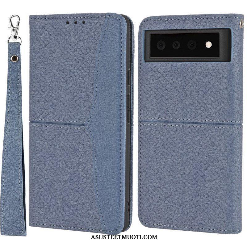 Kotelot Google Pixel 6 Pro Suojaketju Kuori Strappy Woven Leather Style