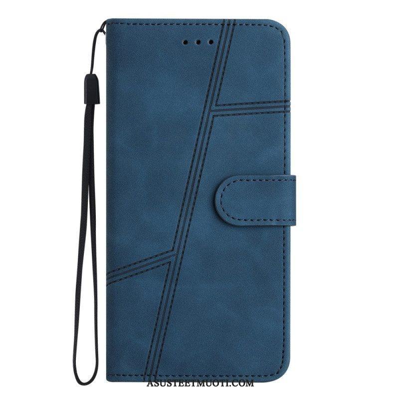 Kotelot Google Pixel 7A Suojaketju Kuori Strappy Geometric Leather Style