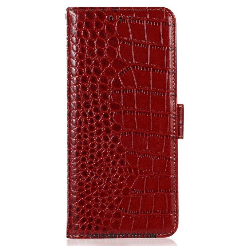 Kotelot Honor Magic 5 Lite Crocodile Style Rfid