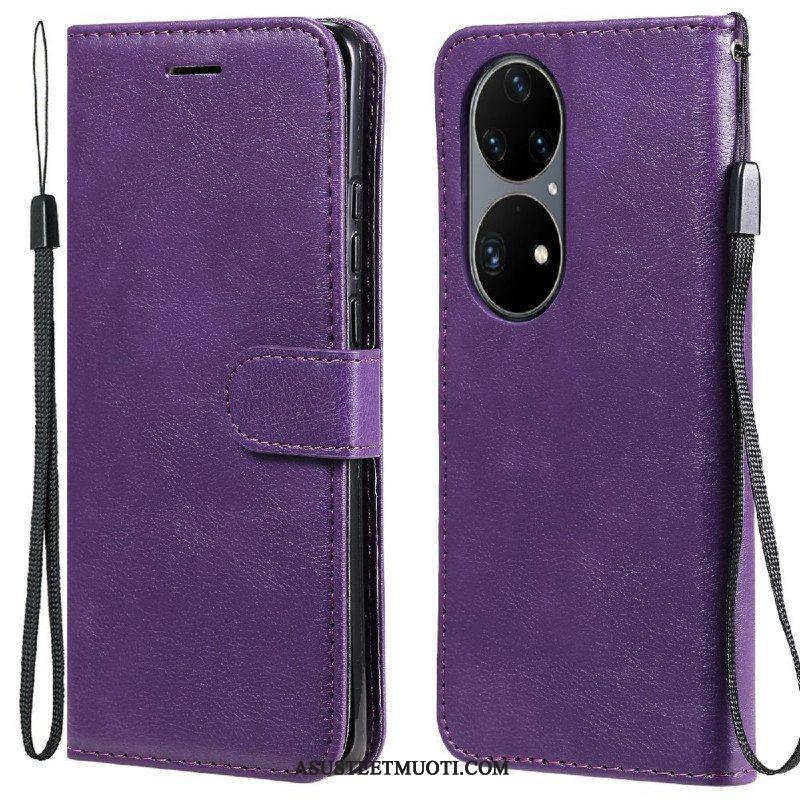 Kotelot Huawei P50 Pro Suojaketju Kuori Strappy Leather Effect