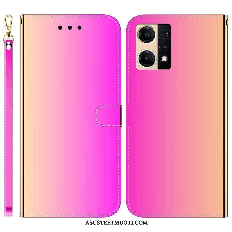 Kotelot Oppo Reno 7 Keinopeilinahka Hihnalla