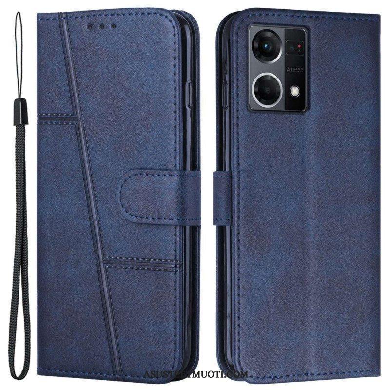 Kotelot Oppo Reno 7 Suojaketju Kuori Strappy Geo Leather Effect