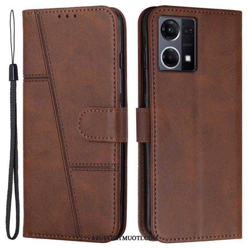 Kotelot Oppo Reno 7 Suojaketju Kuori Strappy Geo Leather Effect