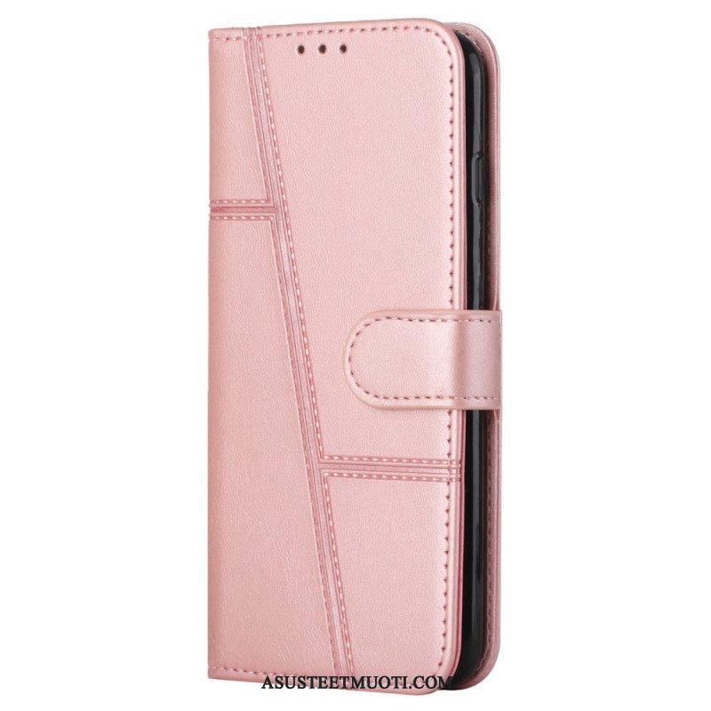 Kotelot Poco X4 Pro 5G Suojaketju Kuori Strappy Geometric Leather Style