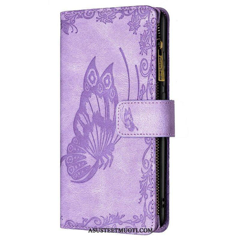 Kotelot Samsung Galaxy S21 FE Butterfly Barokki Vetoketjullinen Tasku