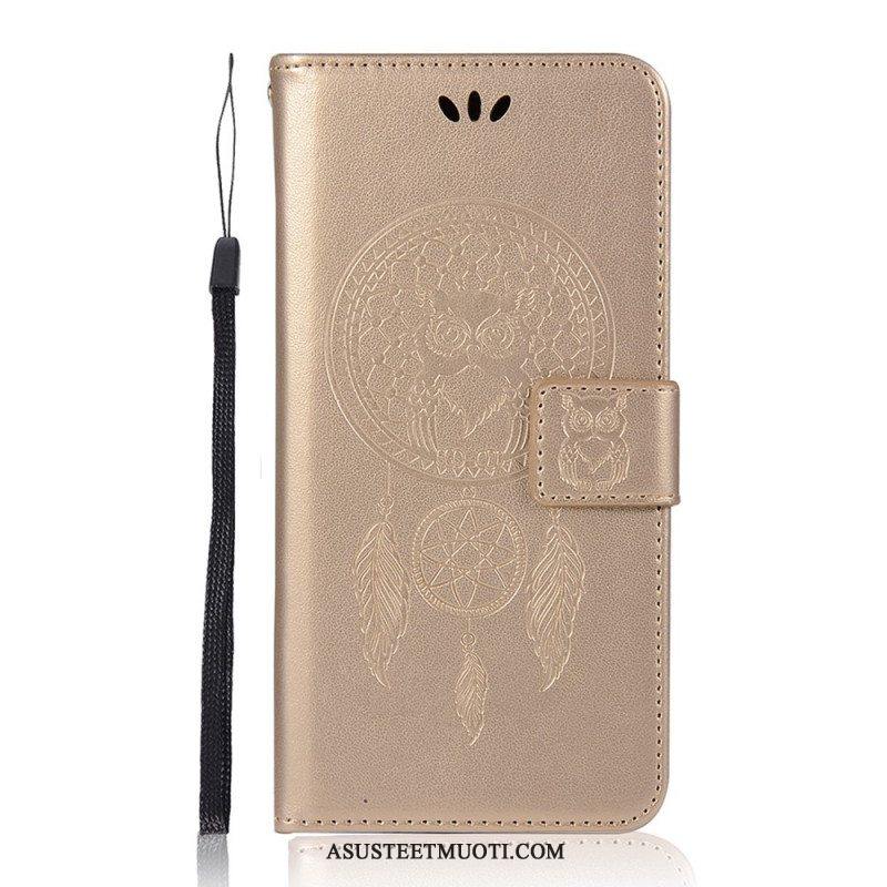 Kotelot Samsung Galaxy S22 Plus 5G Nahkaefekti Dreamcatcher Owl