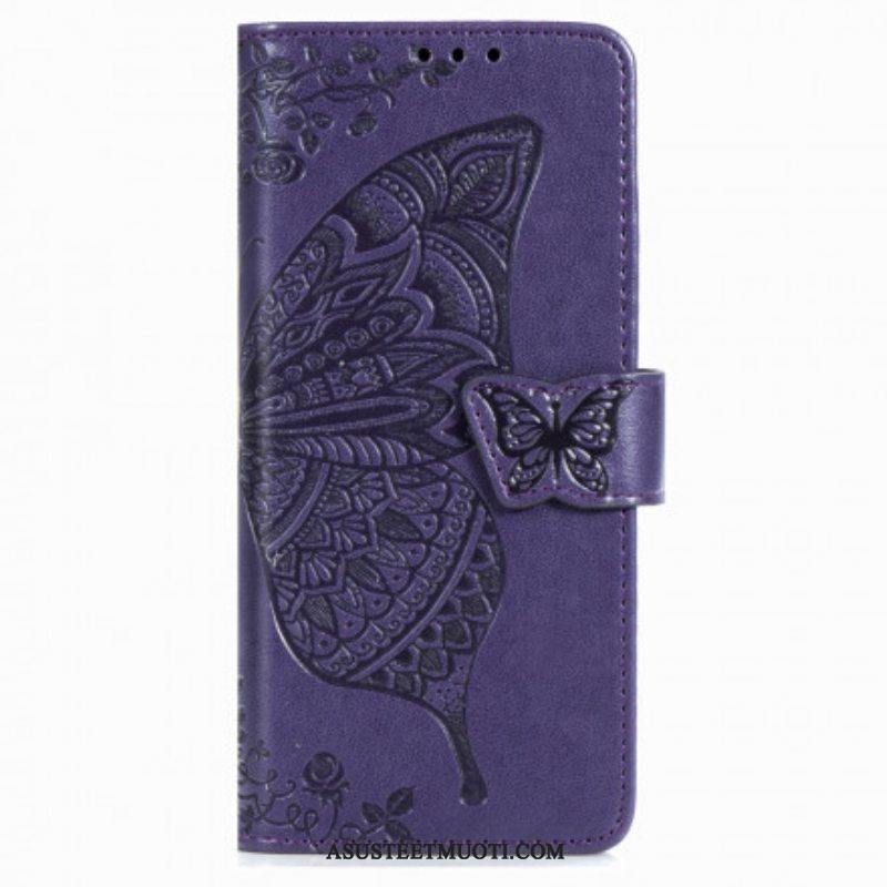 Kotelot Samsung Galaxy Z Fold 3 5G Butterfly Design Kaulanauhalla