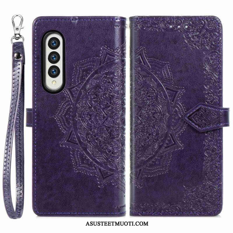 Kotelot Samsung Galaxy Z Fold 4 Suojaketju Kuori Keskiaikainen Strappy Mandala