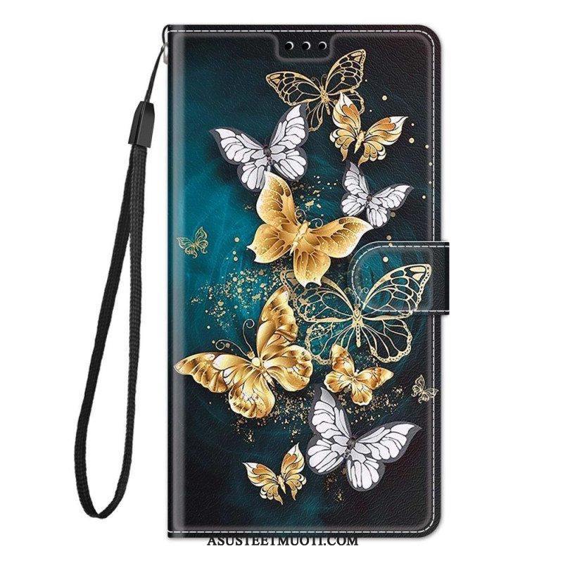 Kotelot Xiaomi Redmi Note 10 Pro Suojaketju Kuori Strap Butterflies Fan