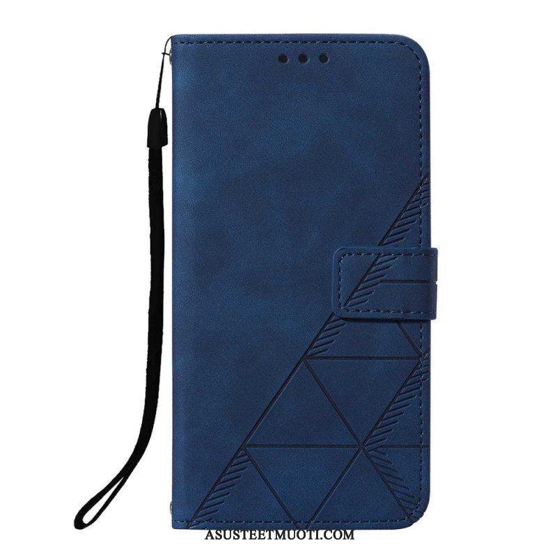 Kotelot Xiaomi Redmi Note 10 Pro Suojaketju Kuori Strappy Geometric Leather Style