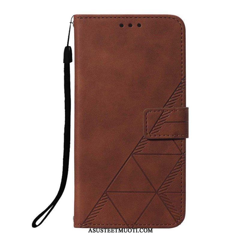 Kotelot Xiaomi Redmi Note 10 Pro Suojaketju Kuori Strappy Geometric Leather Style