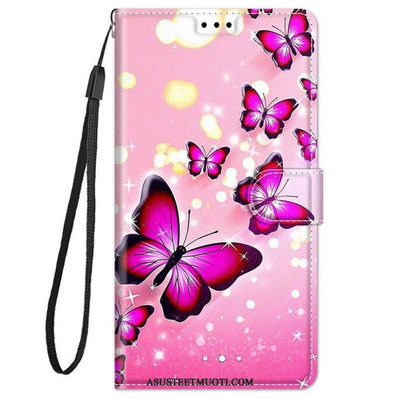 Kotelot Xiaomi Redmi Note 11 Pro Plus 5G Suojaketju Kuori Strap Butterflies Fan