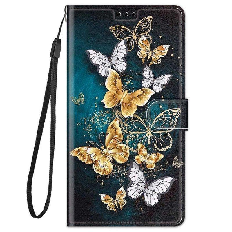 Kotelot Xiaomi Redmi Note 11 Pro Plus 5G Suojaketju Kuori Strap Butterflies Fan