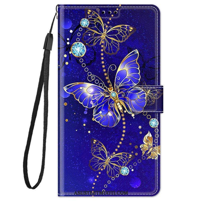 Kotelot Xiaomi Redmi Note 11 Pro Plus 5G Suojaketju Kuori Strap Butterflies Fan