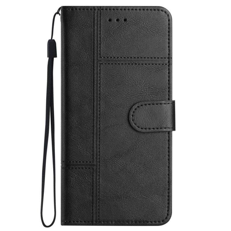 Kotelot iPhone 14 Pro Max Suojaketju Kuori Strappy Business Leather Style