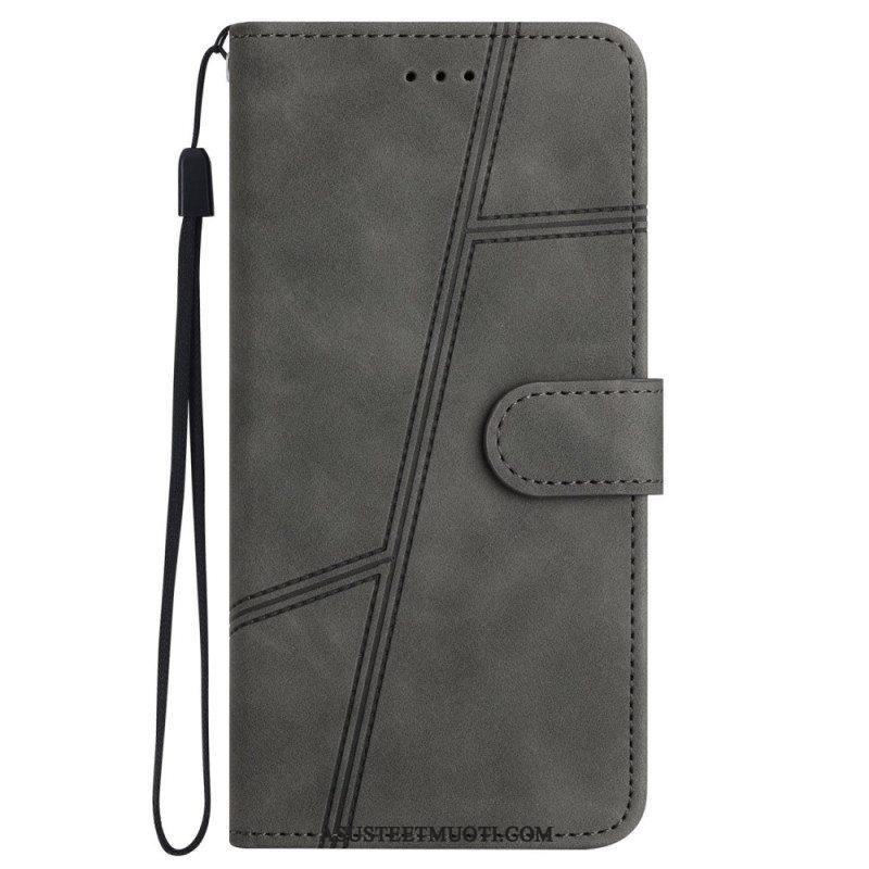 Kotelot iPhone 14 Pro Suojaketju Kuori Strappy Elegance Leather Style