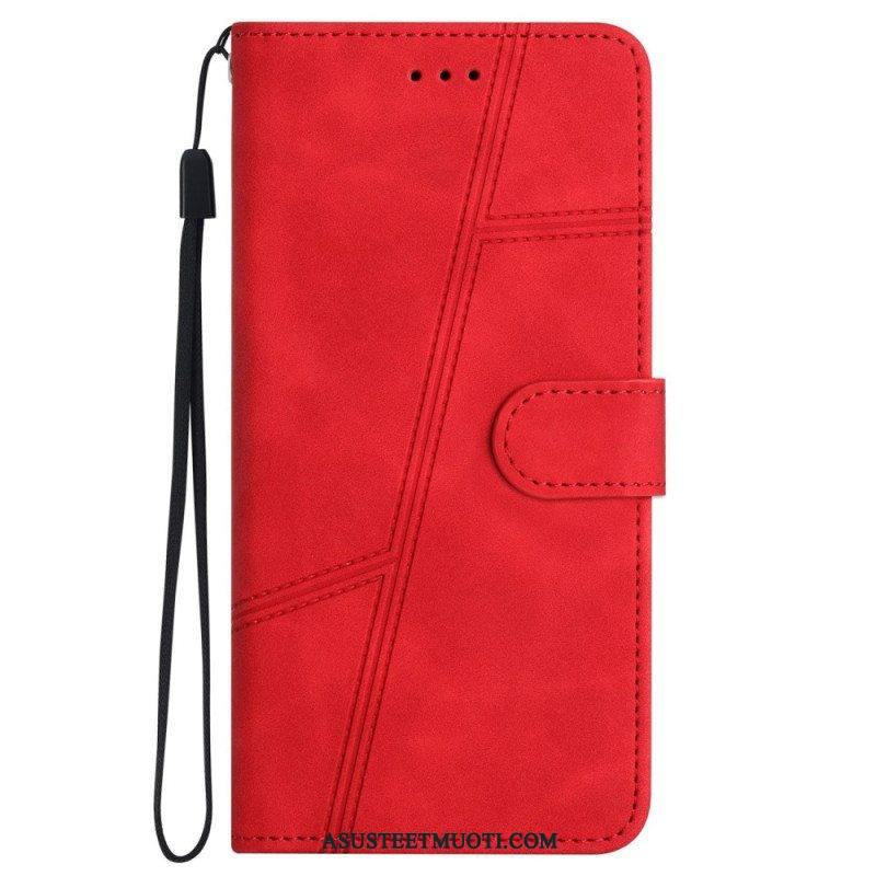 Kotelot iPhone 14 Pro Suojaketju Kuori Strappy Elegance Leather Style