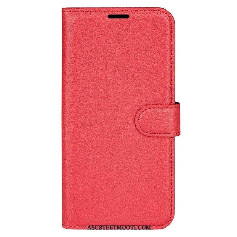 Kotelot iPhone 15 Classic Litchi Faux Leather