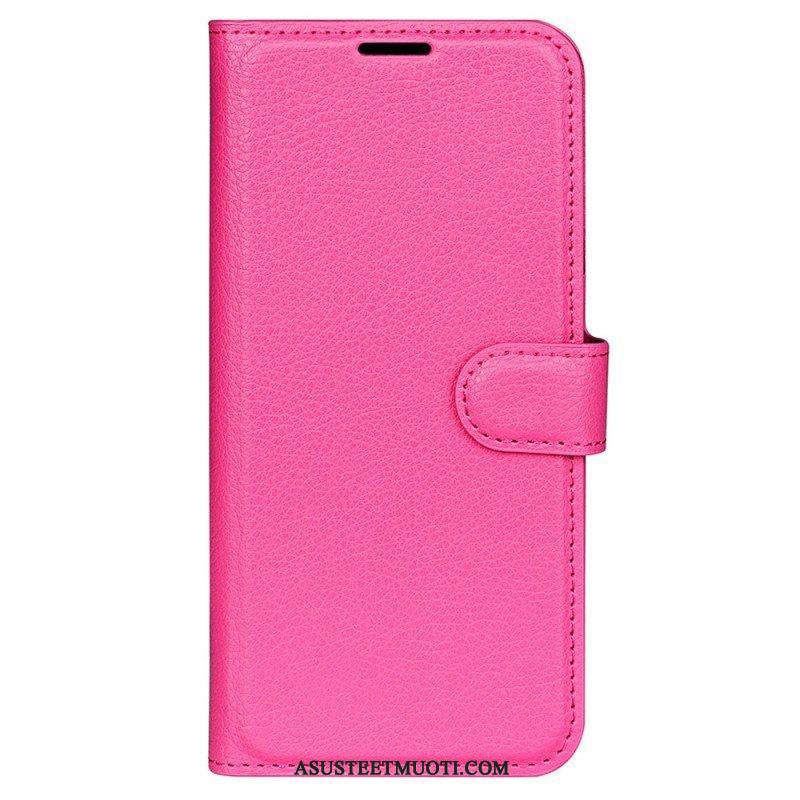 Kotelot iPhone 15 Classic Litchi Faux Leather