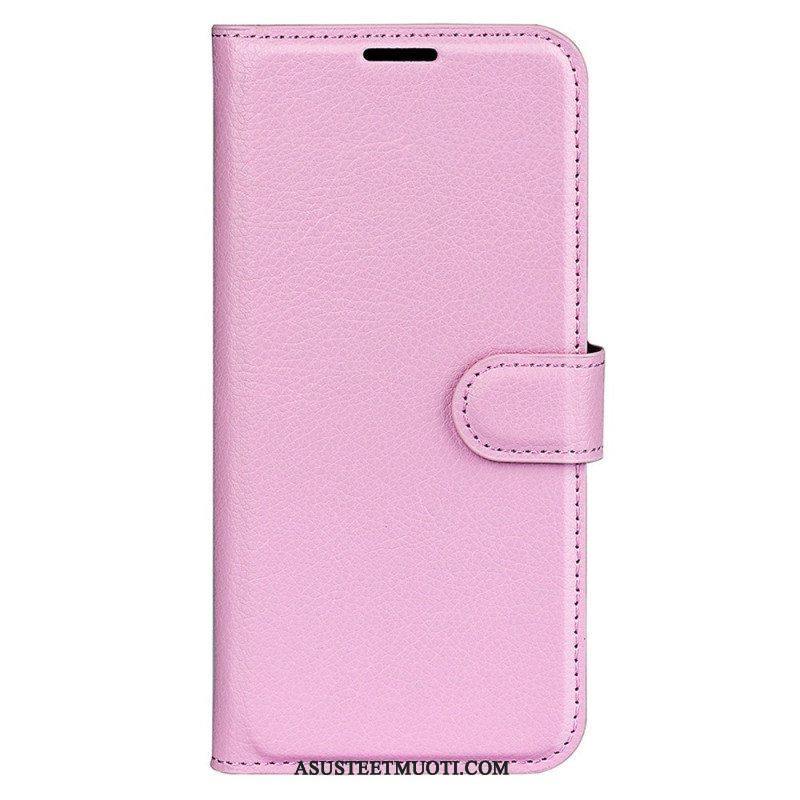 Kotelot iPhone 15 Classic Litchi Faux Leather