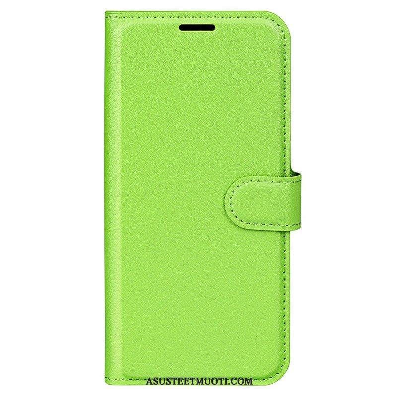 Kotelot iPhone 15 Classic Litchi Faux Leather