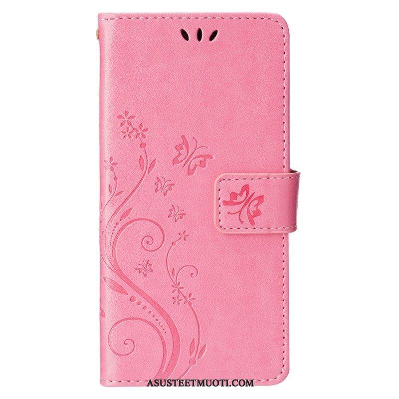 Kotelot iPhone 15 Plus Kukkia Ja Perhosia
