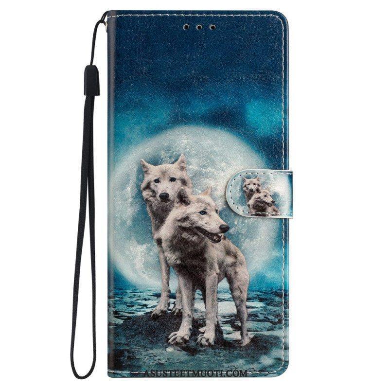 Kotelot iPhone 15 Plus Suojaketju Kuori Lanyard Wolves