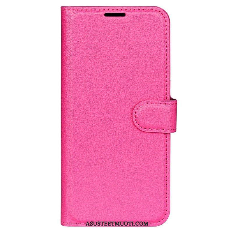 Kotelot iPhone 15 Pro Classic Litchi Faux Leather