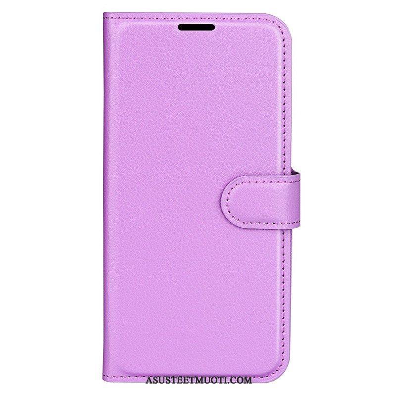 Kotelot iPhone 15 Pro Classic Litchi Faux Leather