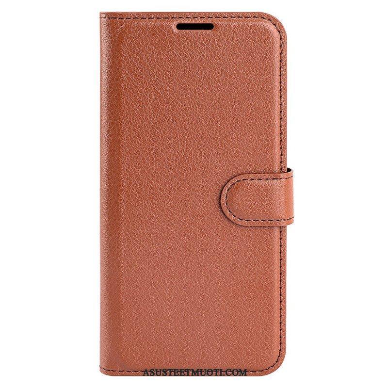 Kotelot iPhone 15 Pro Max Classic Litchi Faux Leather