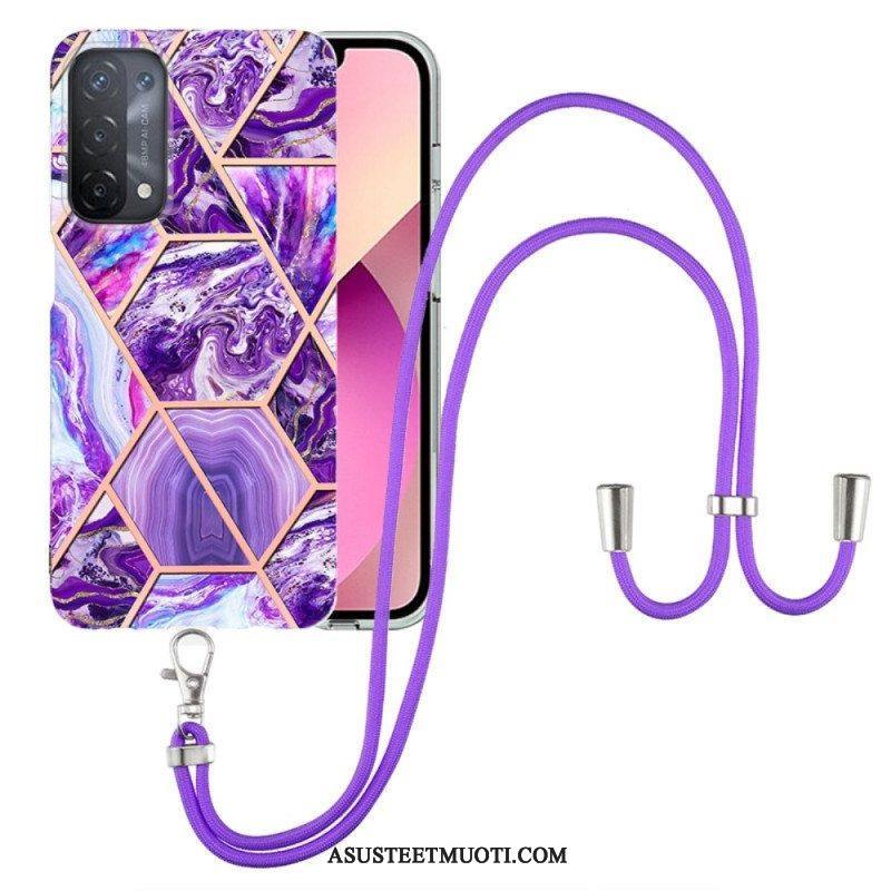 Kuori Oppo A54 5G / A74 5G Kiristysnyörillä Marmorijohdolla