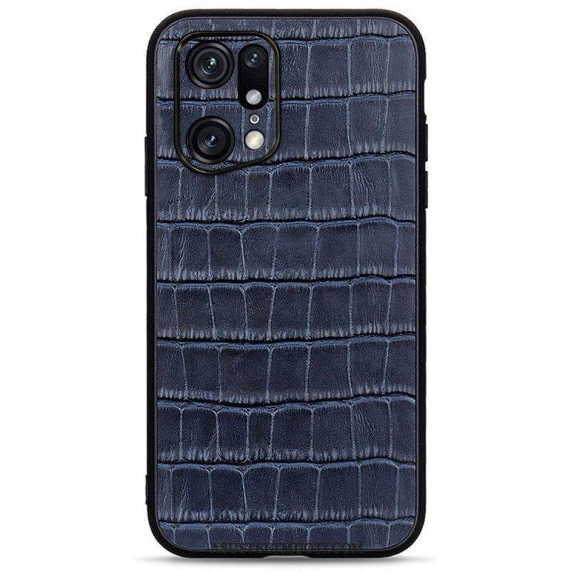 Kuori Oppo Find X5 Pro Aito Crocodile Texture -nahka