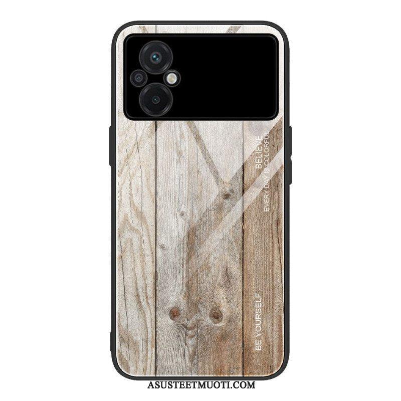 Kuori Poco M4 5G Wood Design Karkaistu Lasi