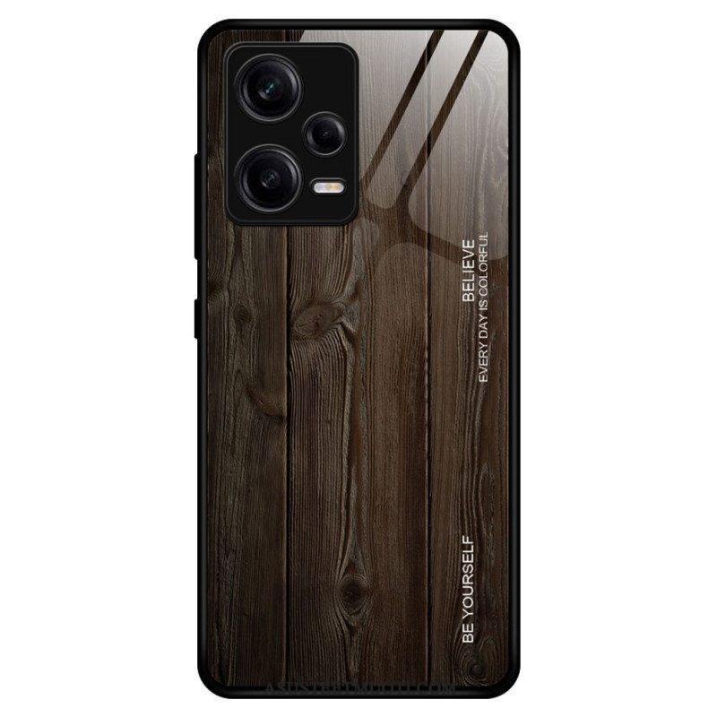 Kuori Poco X5 Pro 5G Wood Design Karkaistu Lasi