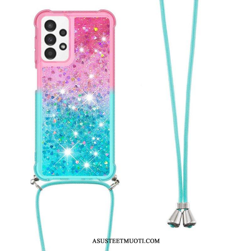 Kuori Samsung Galaxy A13 Kiristysnyörillä Glitter Silikoni Johto