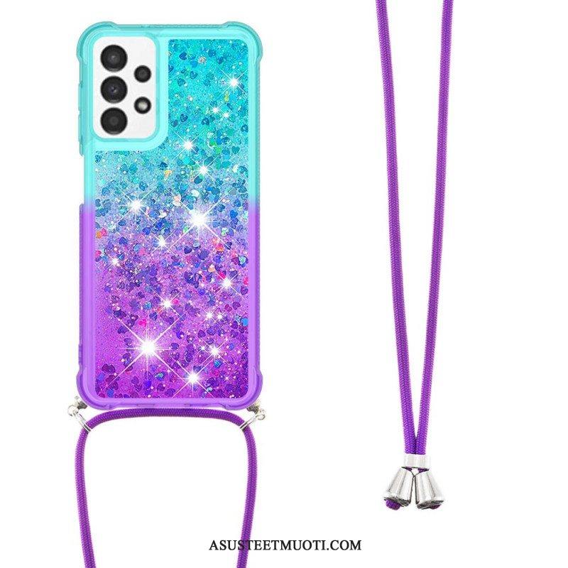 Kuori Samsung Galaxy A13 Kiristysnyörillä Glitter Silikoni Johto