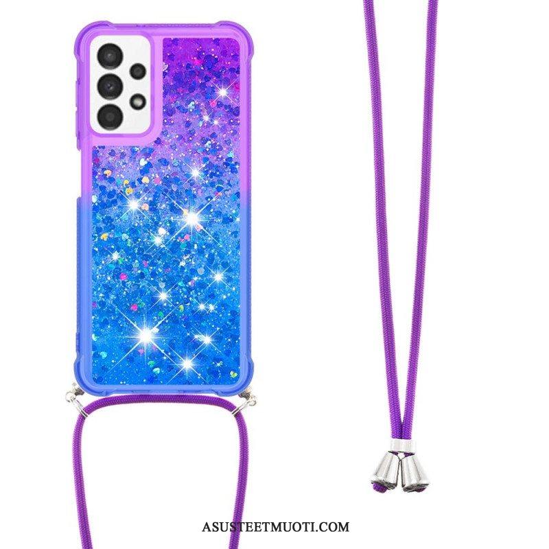 Kuori Samsung Galaxy A13 Kiristysnyörillä Glitter Silikoni Johto