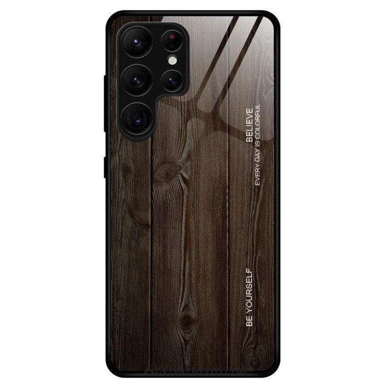 Kuori Samsung Galaxy S23 Ultra 5G Wood Design Karkaistu Lasi