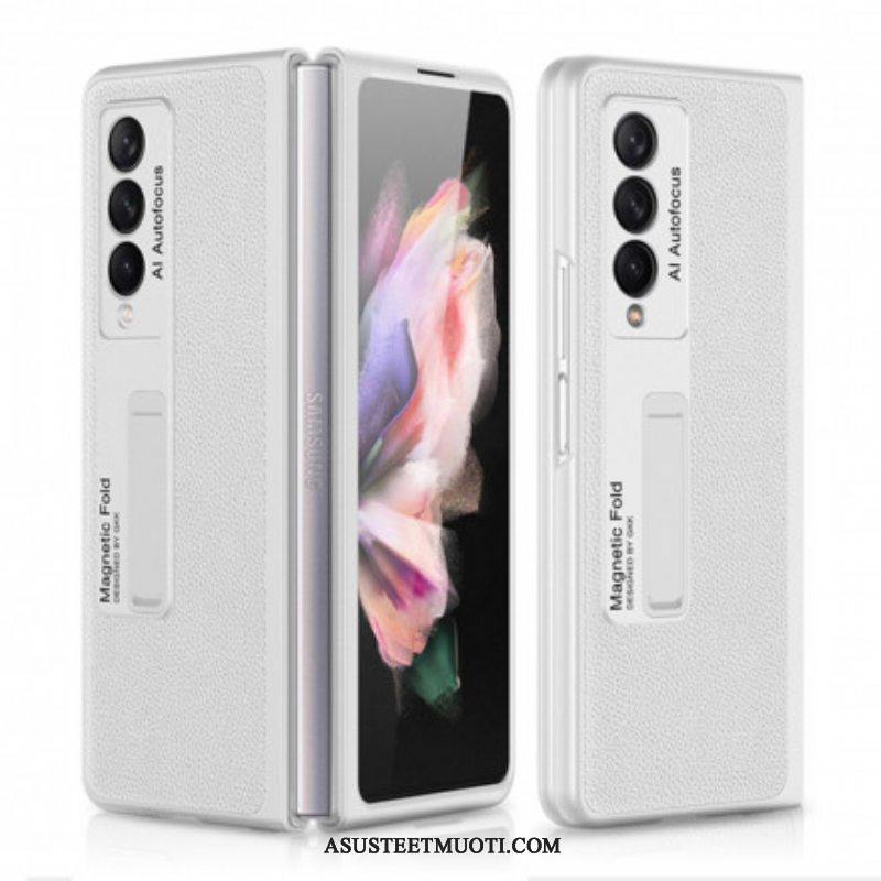 Kuori Samsung Galaxy Z Fold 3 5G Gkk Tuki Litsi Nahkaa