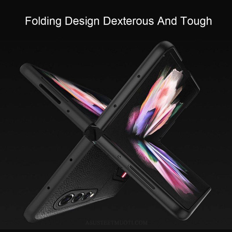 Kuori Samsung Galaxy Z Fold 3 5G Litchin Nahkainen Kaksinkertainen Korttikotelo