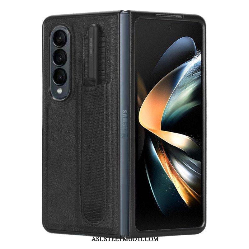 Kuori Samsung Galaxy Z Fold 4 Keinonahkainen Retro Stylus