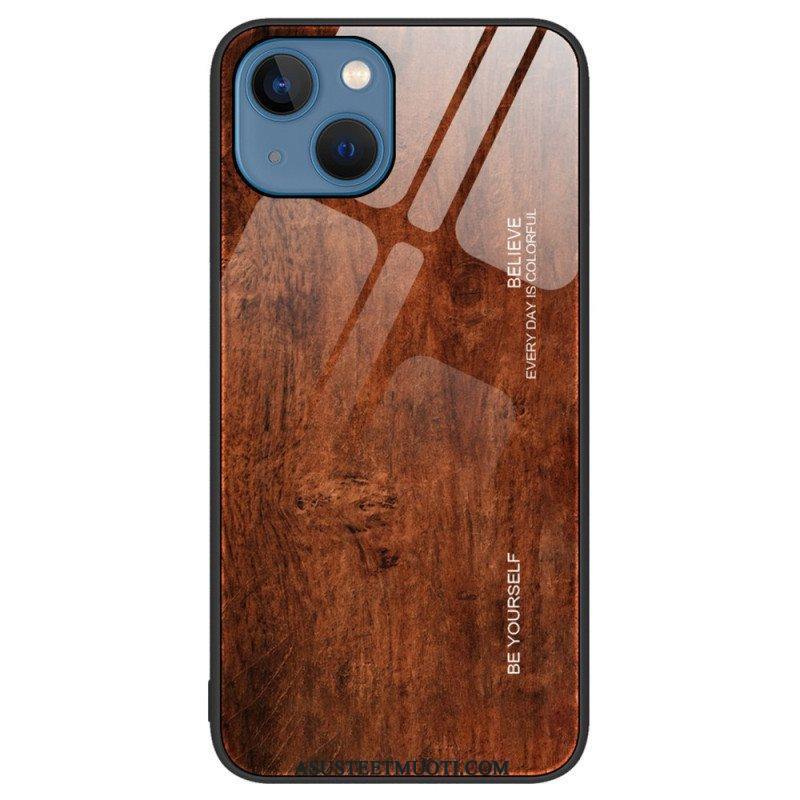 Kuori iPhone 15 Plus Tempered Glass Wood Design