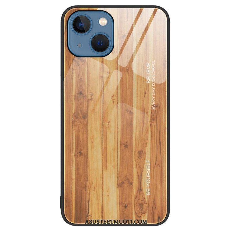 Kuori iPhone 15 Plus Tempered Glass Wood Design