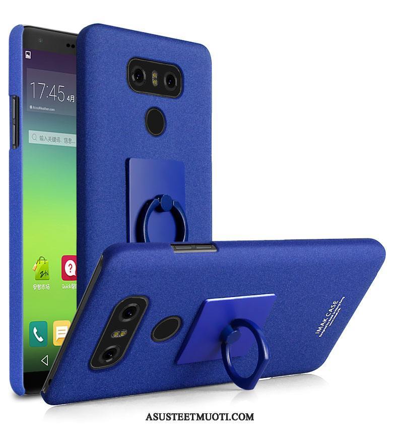 Lg G6 Kuori Kuoret Murtumaton Pesty Suede Tummansininen Rengas Suojaus