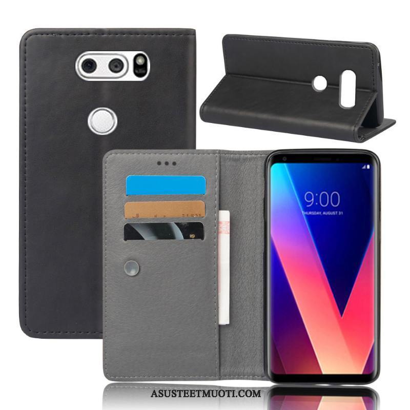 Lg V30 Kuori Kuoret Puhelimen Nahkakotelo Suojaus Harmaa