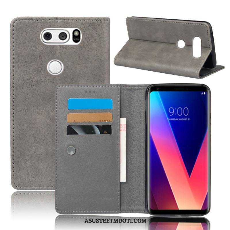 Lg V30 Kuori Kuoret Puhelimen Nahkakotelo Suojaus Harmaa