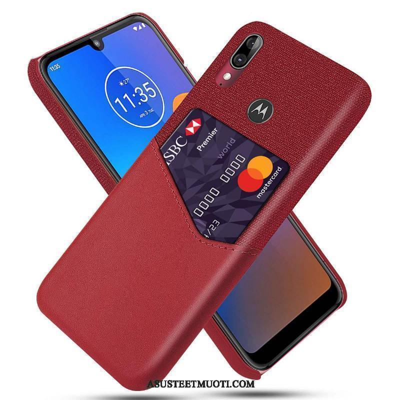 Moto E6 Plus Kuoret Kuori Kukkakuvio Pesty Suede Puhelimen Musta